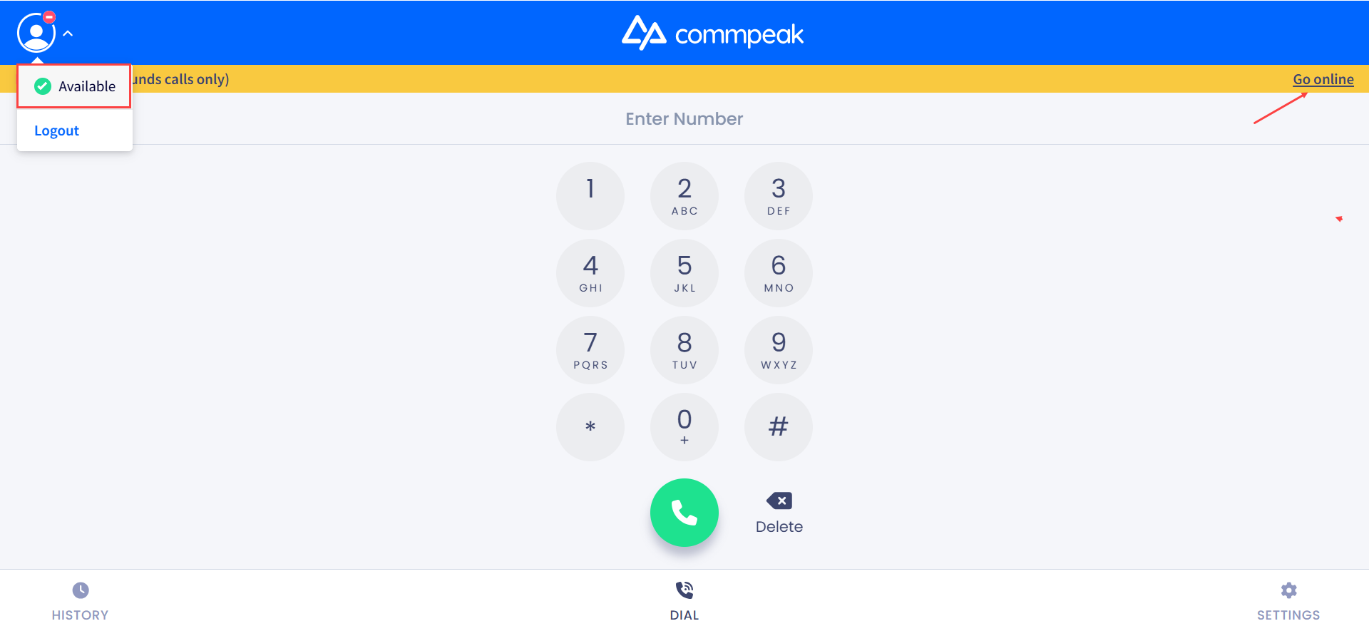 Screenshot of the Available option