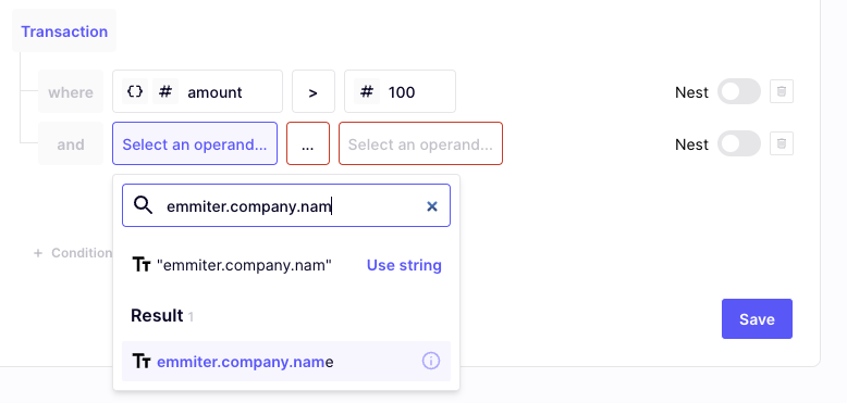 Filter the poposed options inside the operand picker