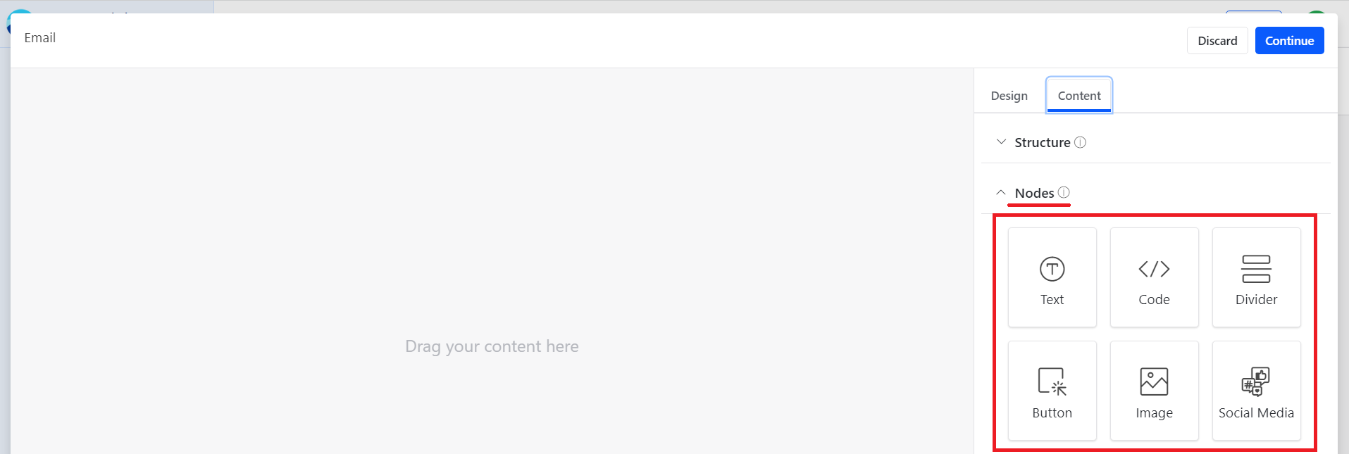 Email template structure components