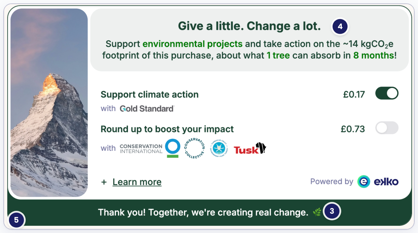 Checkout SDK with the climate action toggle on