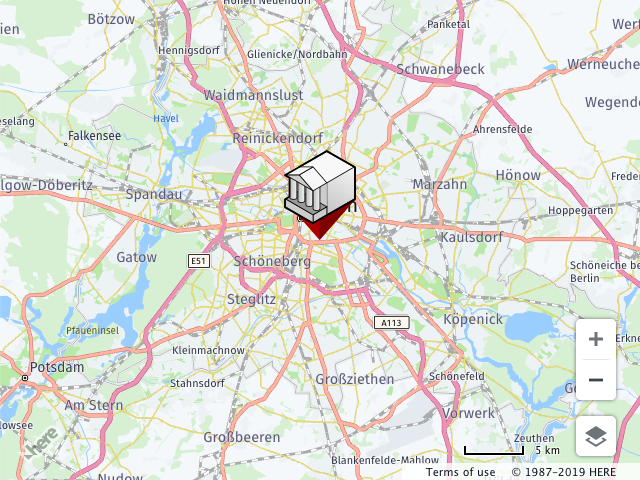 Map with a bitmap marker