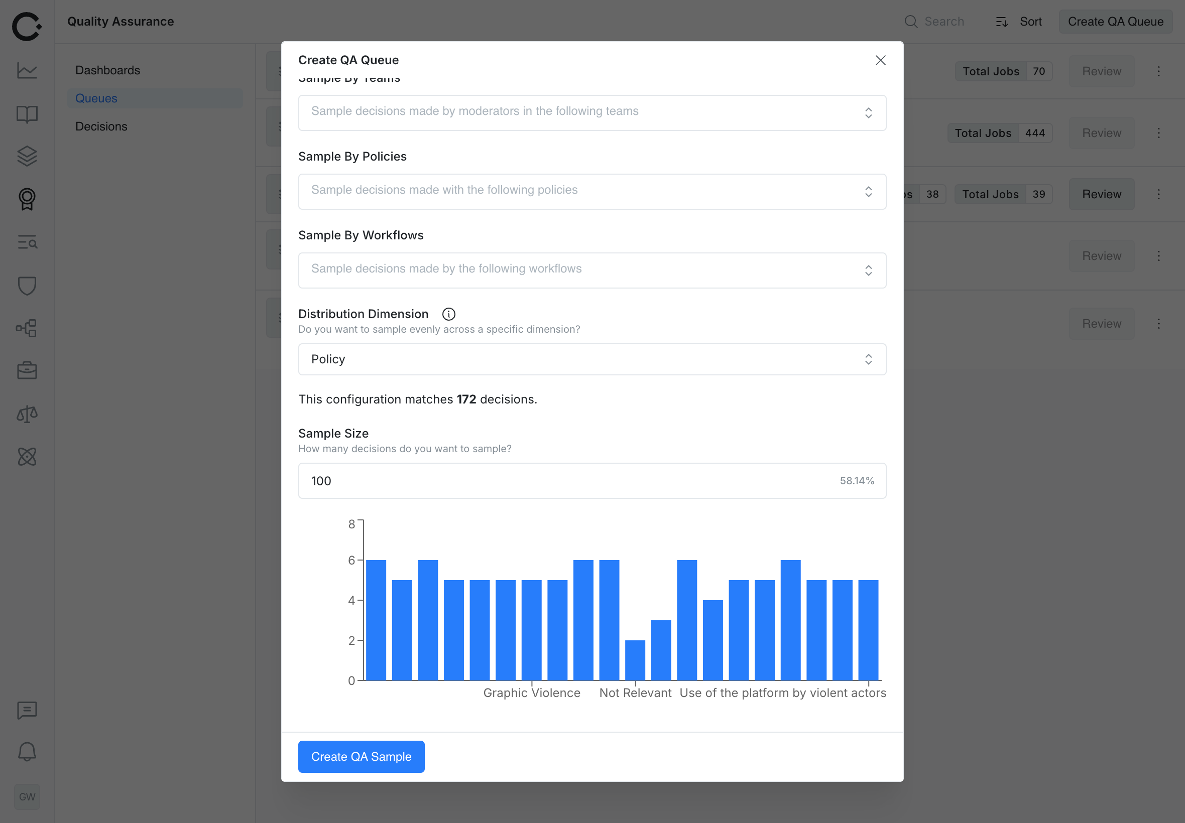 Multi-level QA interface