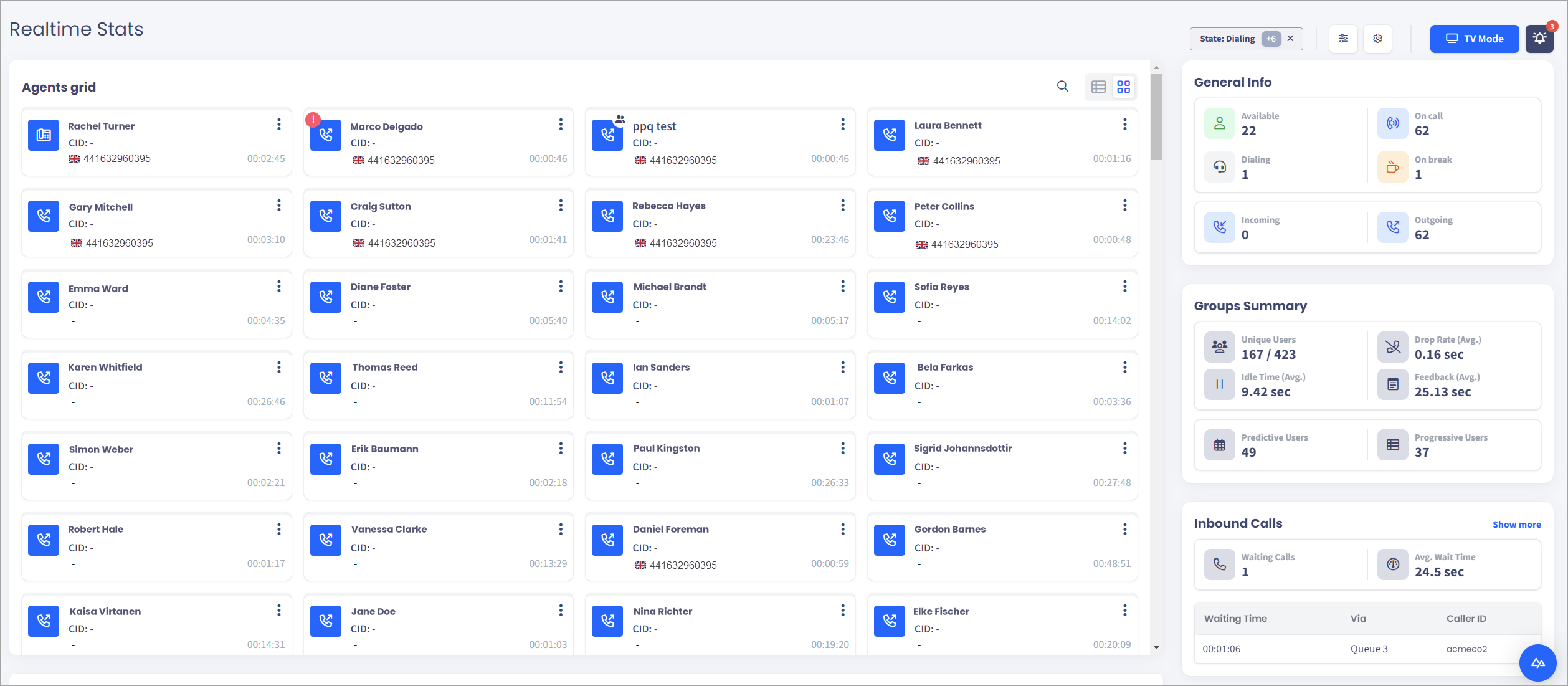 Screenshot of the Realtime modules