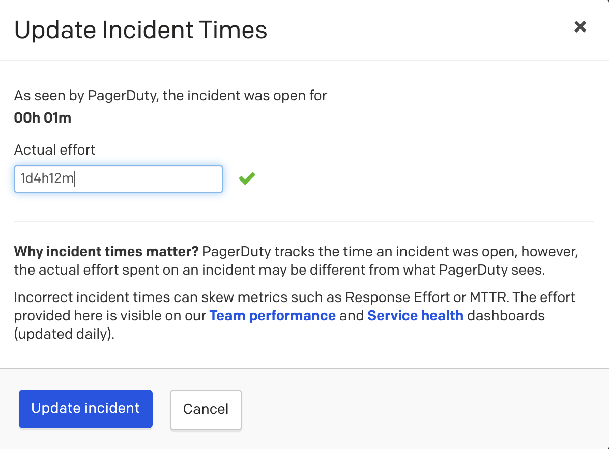 Update incident times