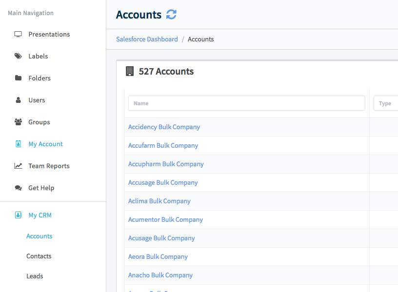 Your Salesforce accounts will now appear in Mobile Locker.