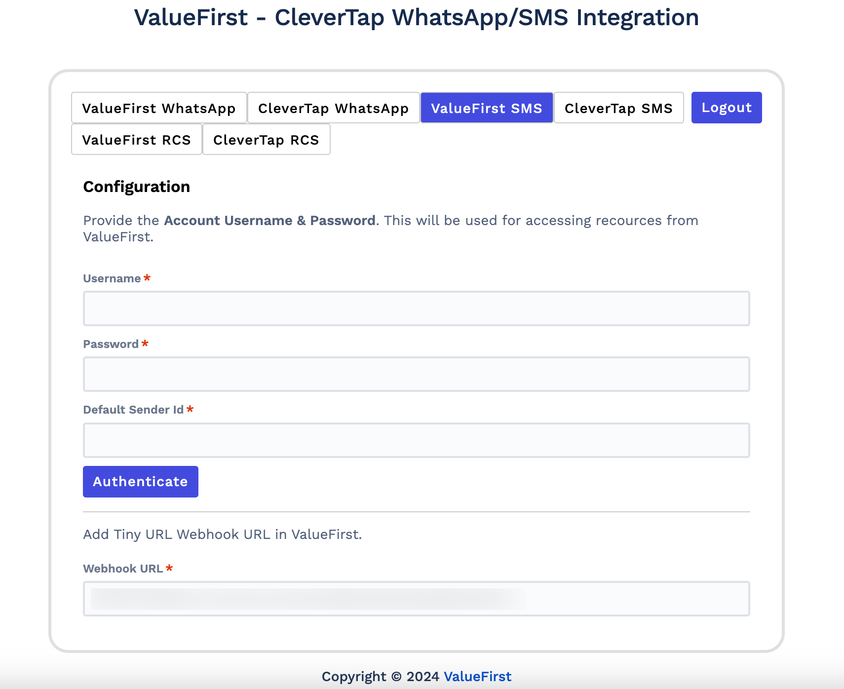 ValueFirst Authentication