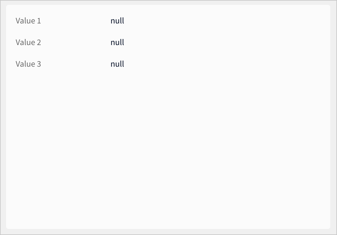 An empty value list element on a workbook page. It contains three empty fields.