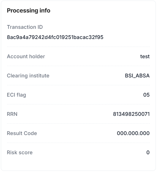 Processing info section.