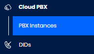 Screenshot of the PBX Instances in the main menu