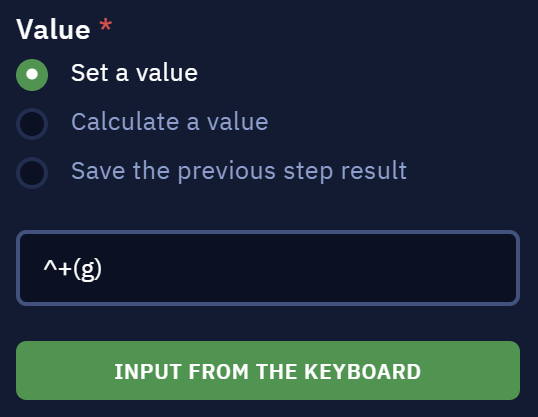 Here you can use a key or key combination