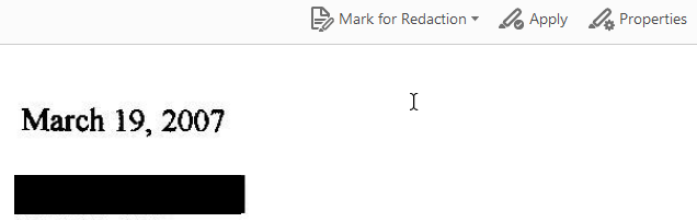 How an applied redaction appears in Adobe Acrobat