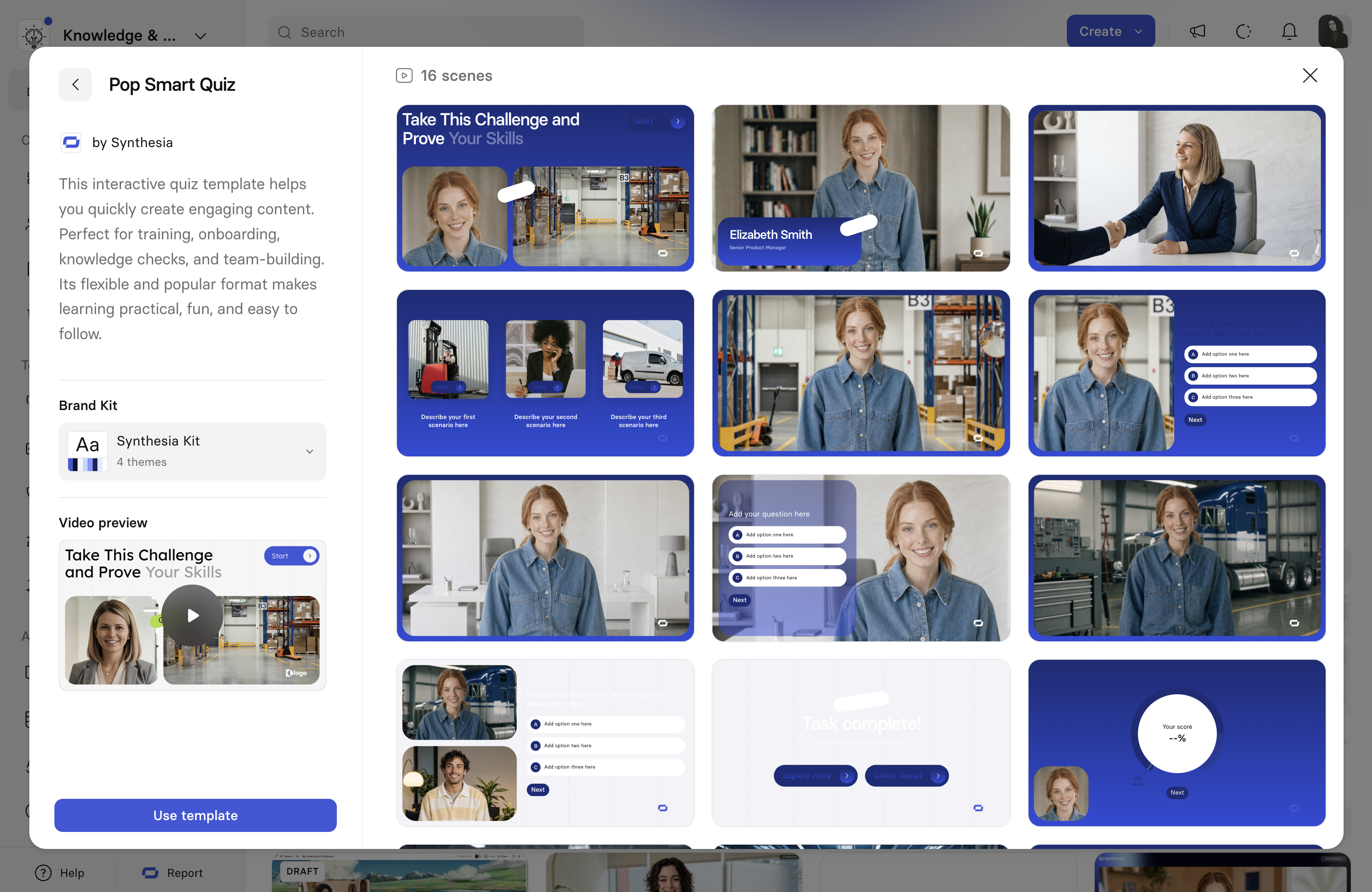 Template scene layouts