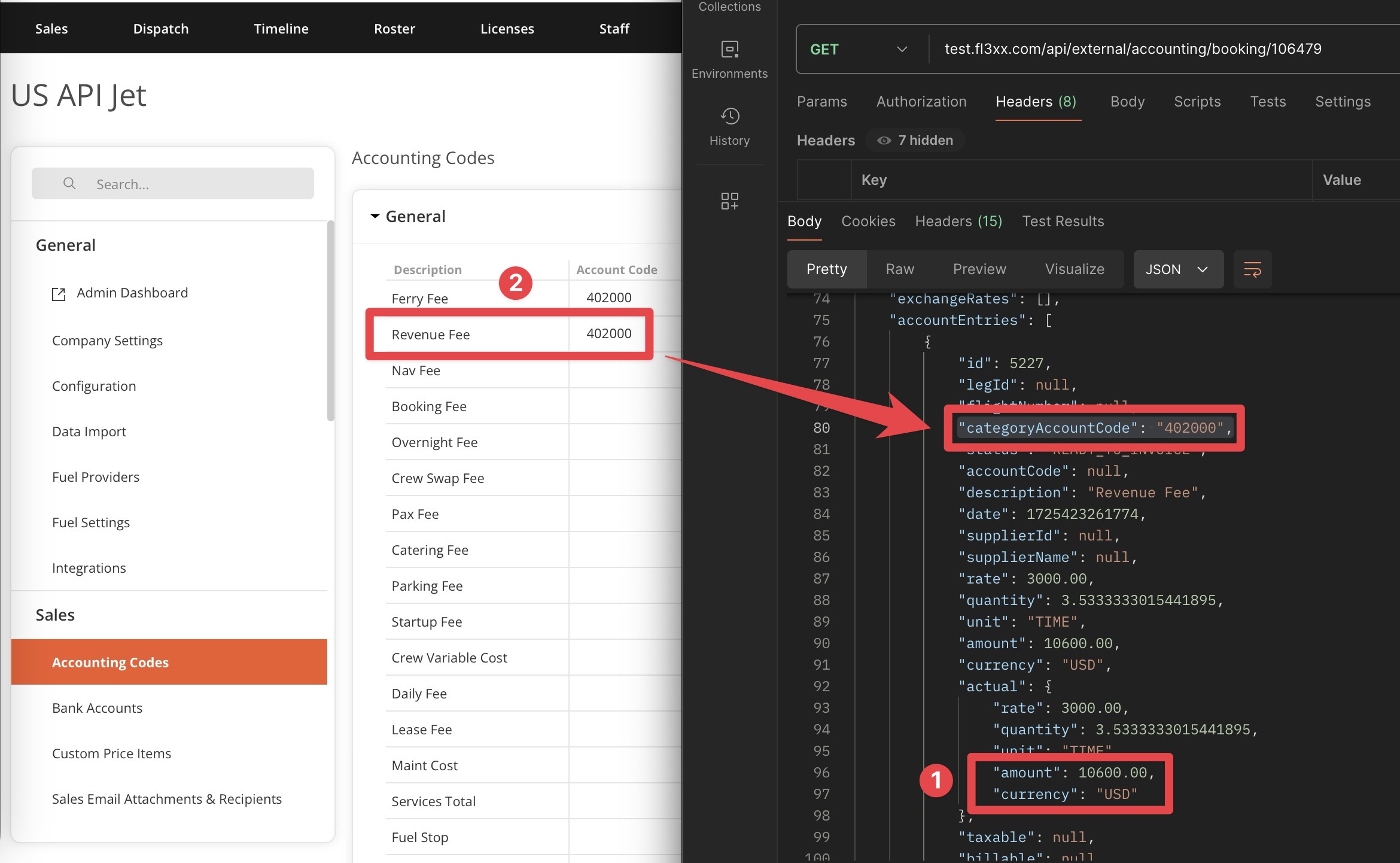 Account Codes in Postman