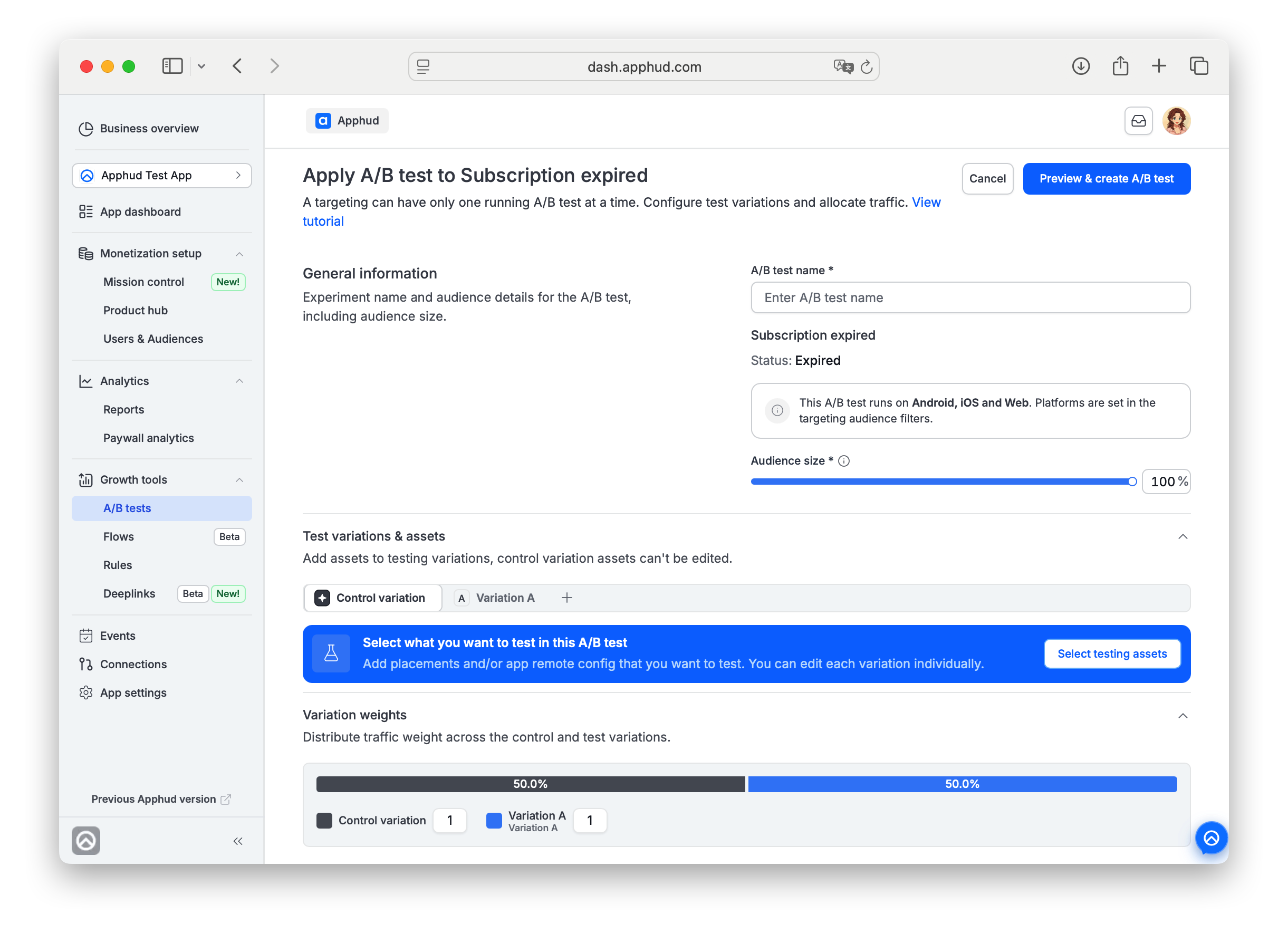 Apphud - Experiment configuration