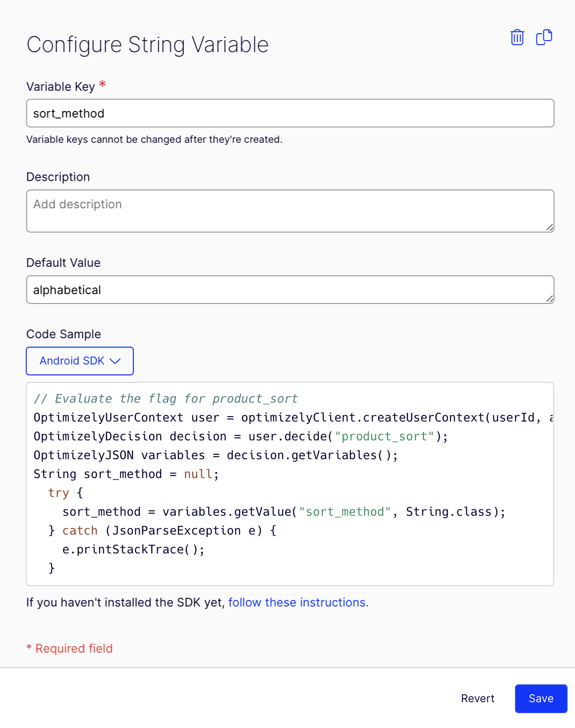 configure new string variable