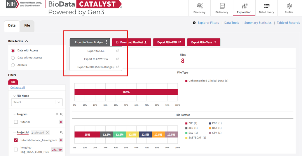 Export to Seven Bridges options
