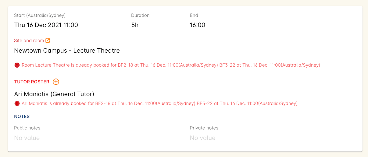 Figure 359. Multiple clashes have been detected. Clashes also take into account holidays set in General Preferences