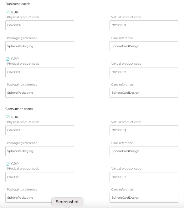 Modulr card setup in Admin portal