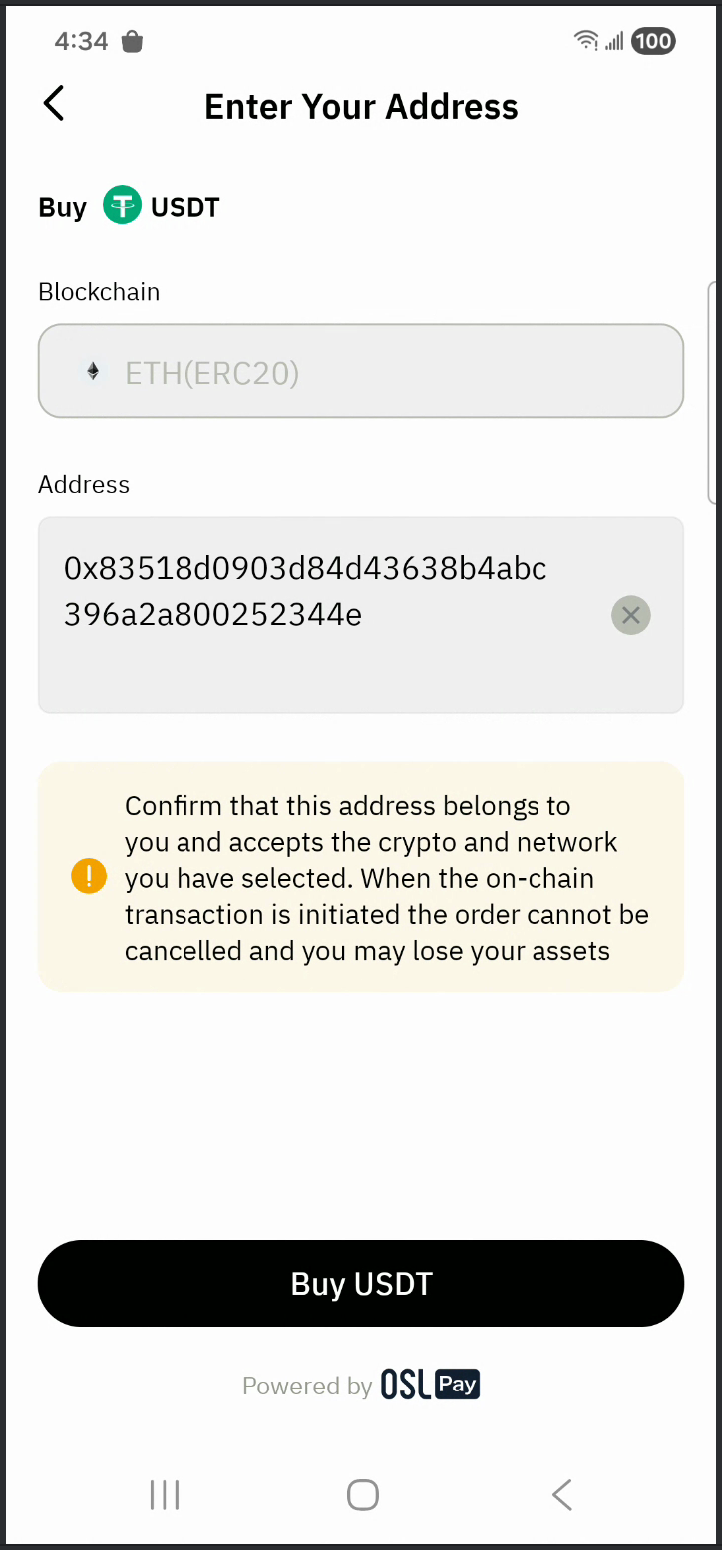 Buy Crypto Page