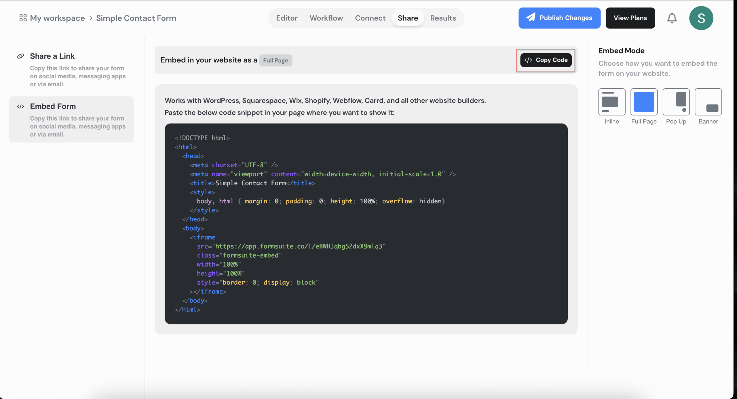Create and Embed a FormSuite Form