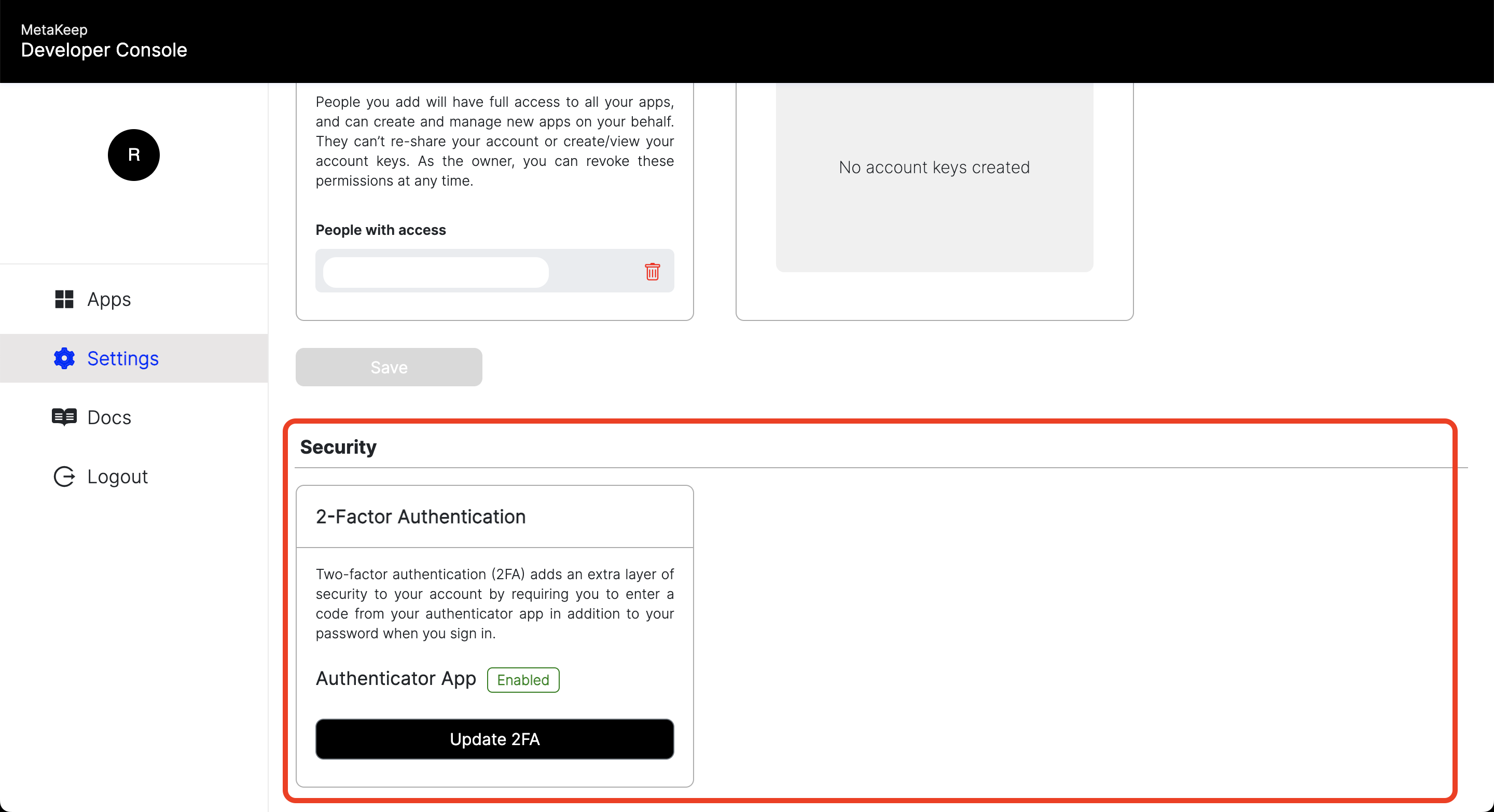 Account Security Settings