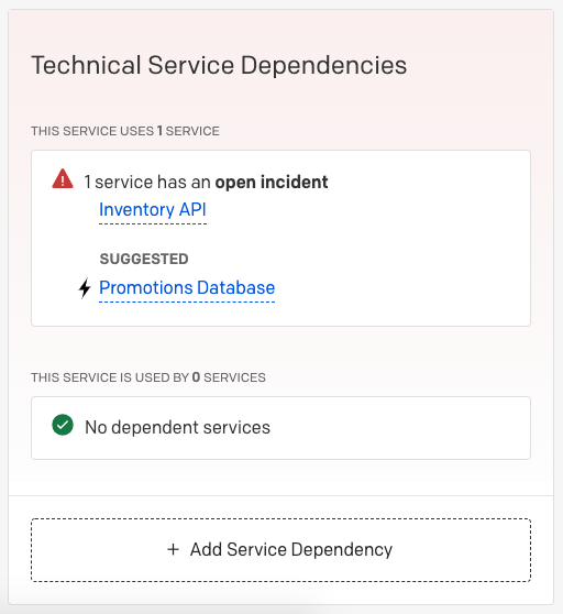 Technical service dependencies