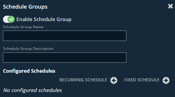 Settings to create a schedule group