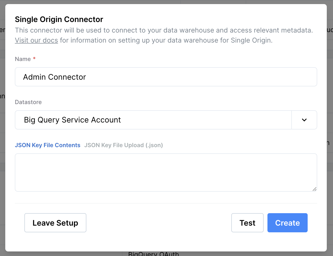 BigQuery Service Account Connector