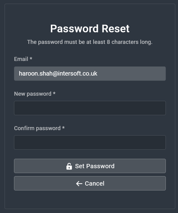 Resetting password