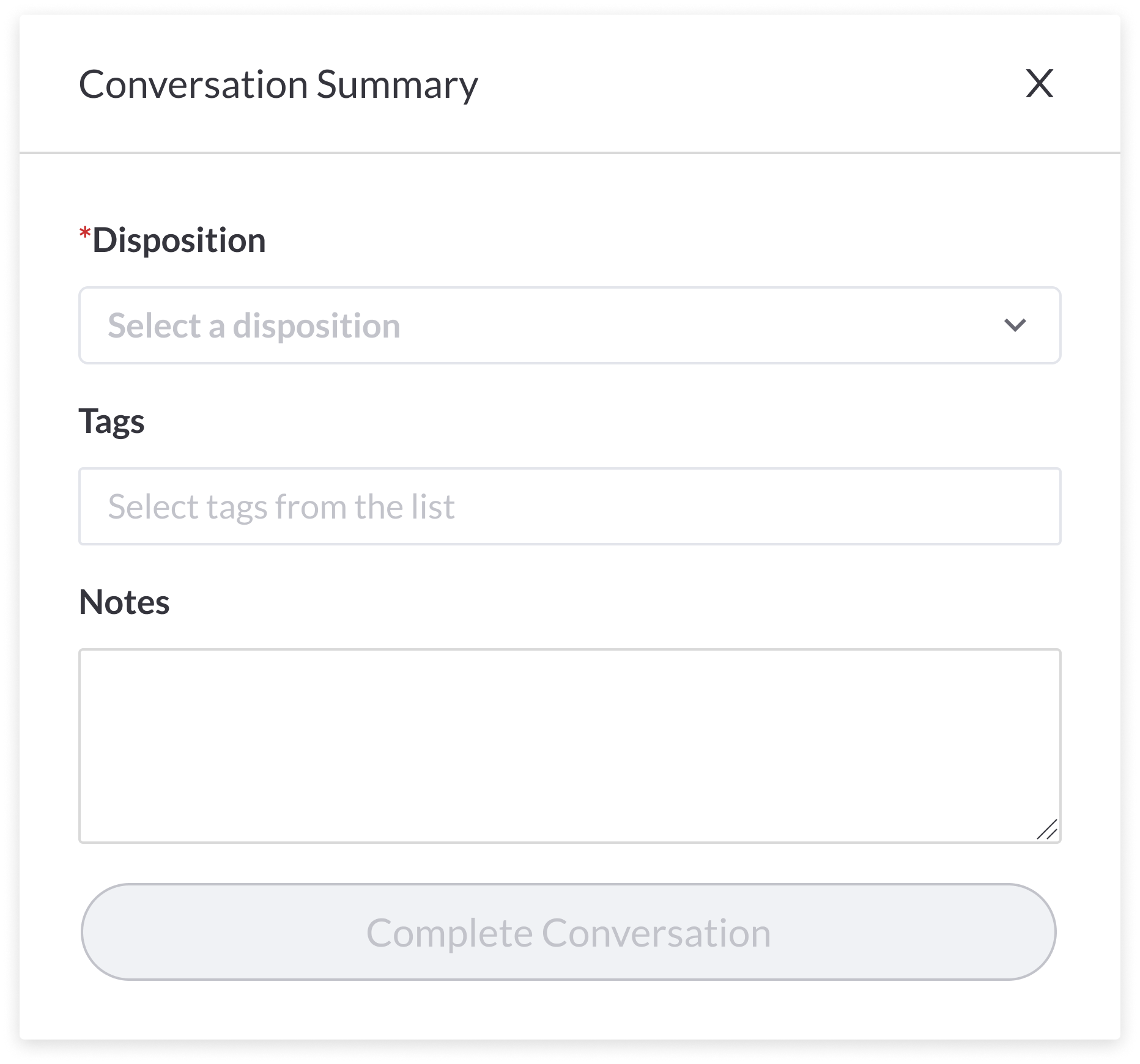 Picture of conversation summary form