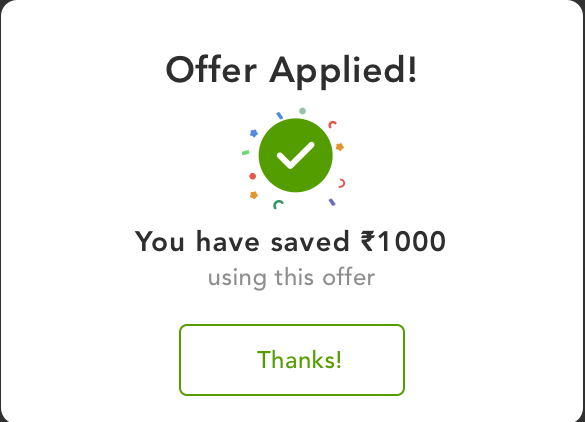 SKU based offer journey Offers Applied page