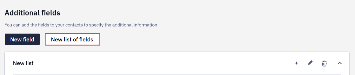 New list of fields button in the additional fields settings