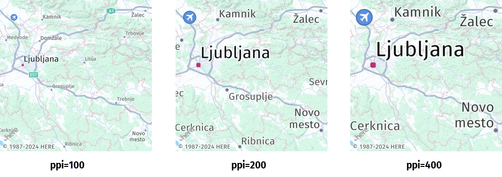 Map images with different ppi values - a comparison
