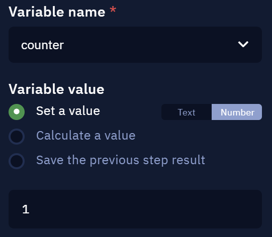 This is the variable-counter. It will be incremented with each iteration.