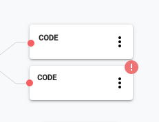 Code Node without and with error-Icon