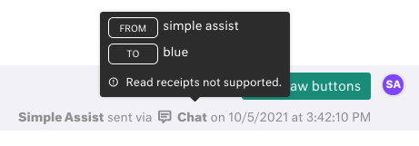 Hover over metadata to view if read receipt is supported.