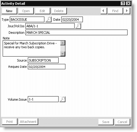 From Customers, select Manage customers, find a customer record, select the Activity tab, and double-click BACKISSUE activity