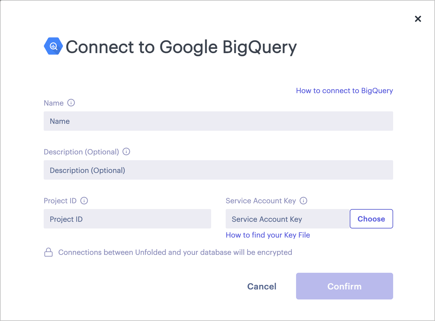 BigQuery Connector Form.