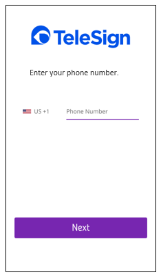 A screenshot of a sample app with the country code and phone number fields displayed separately.