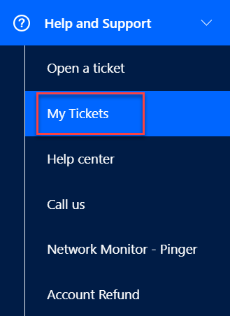 Screenshot of the My Tickets tab