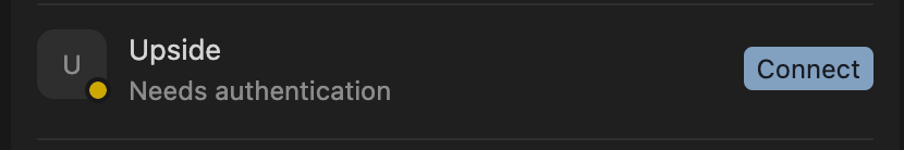 Cursor Upside connection requiring authentication