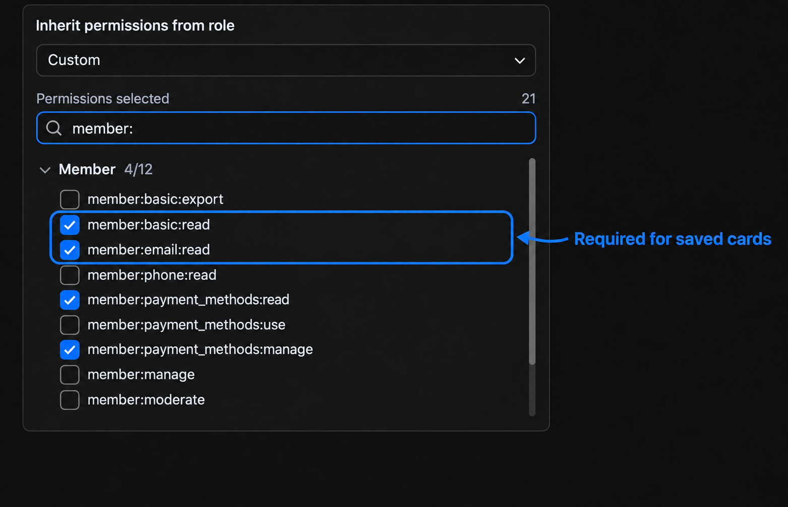 Required member-read permissions