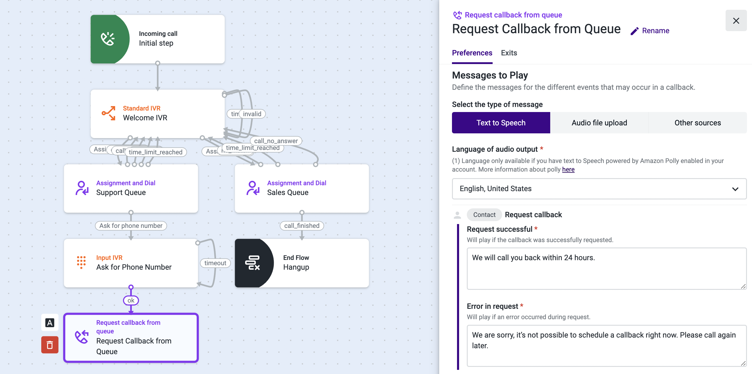 Number Capture for Request Callback from Queue