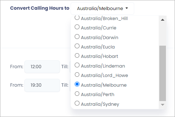 Converting call hours to different timezone