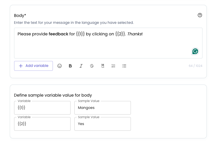 Body With Sample Variables