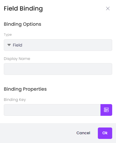 Field binding dialog.