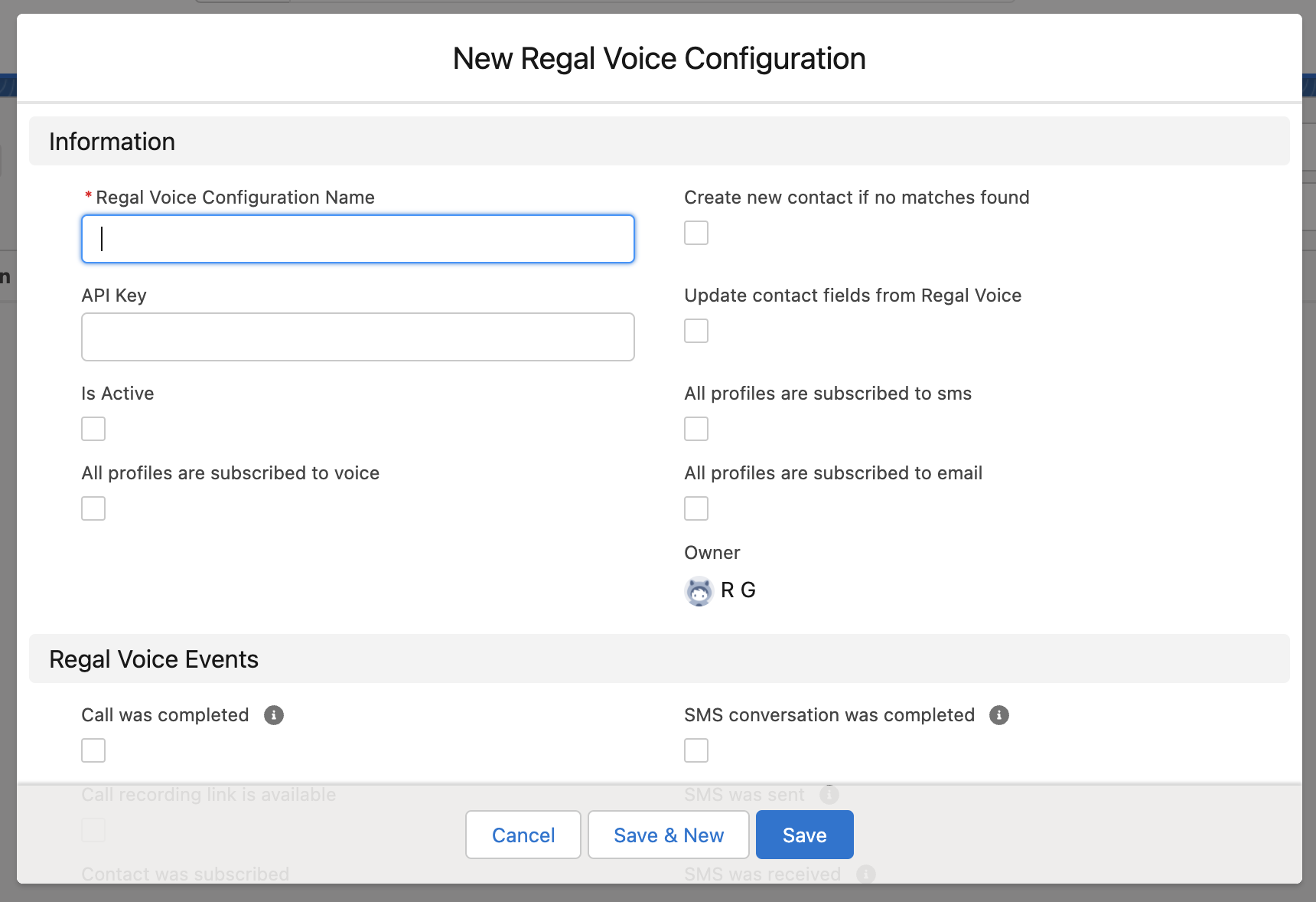 Regal Voice Configuration