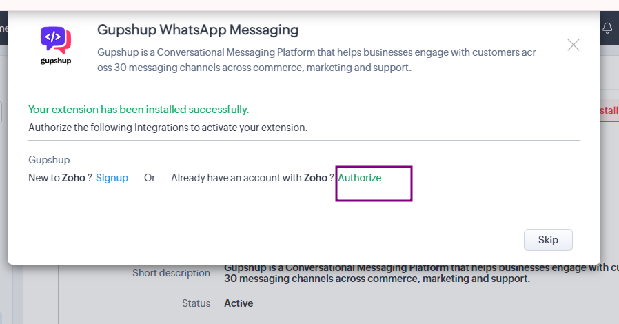 Authorize Extension 