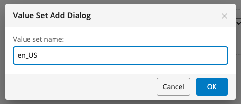 Figure 4. Dialog panel for adding Value Sets.