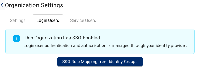 Organization Settings Page > Login Users tab